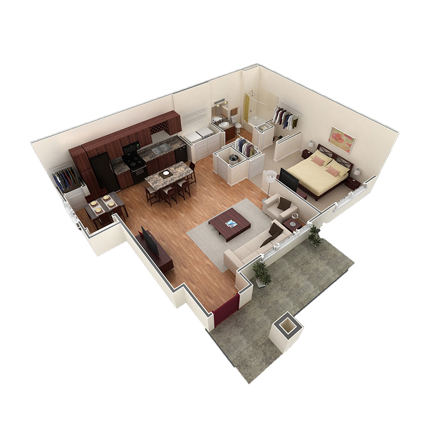 1 BR Grand Courtyard floor plan
