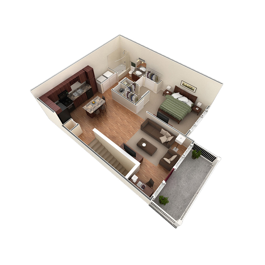 1 BR Designer Overlook floor plan