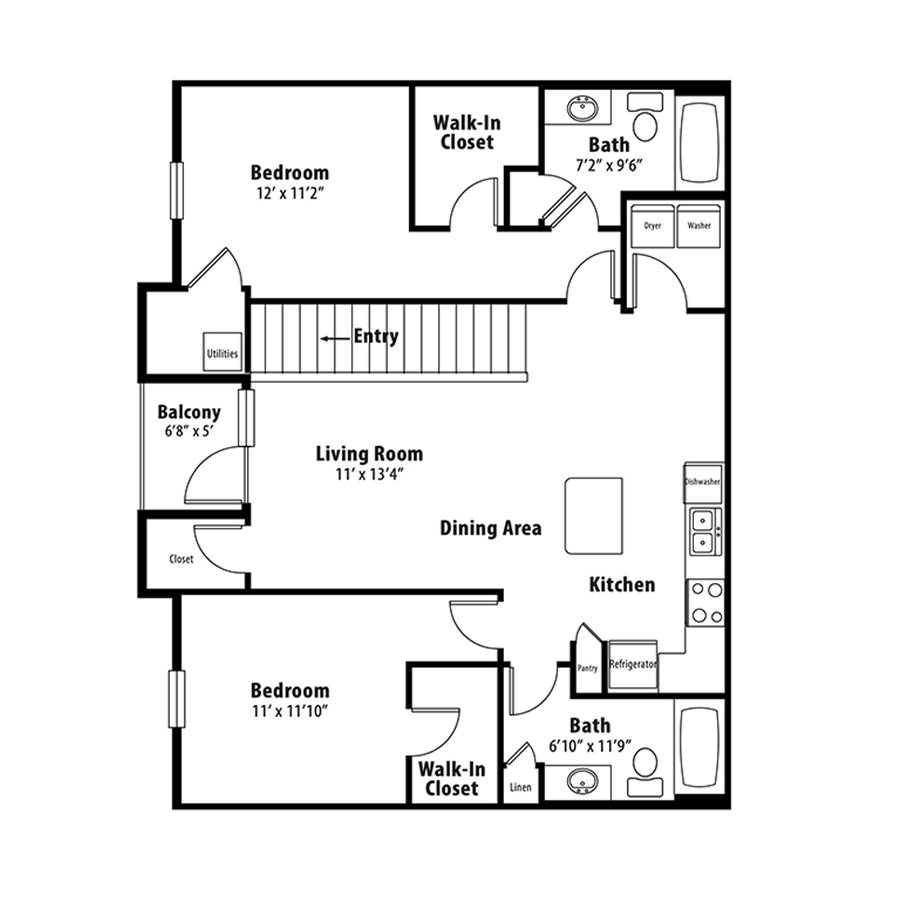 2 BR Grand Balcony Garage floor plan