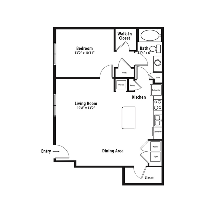 1 BR Grand Courtyard floor plan