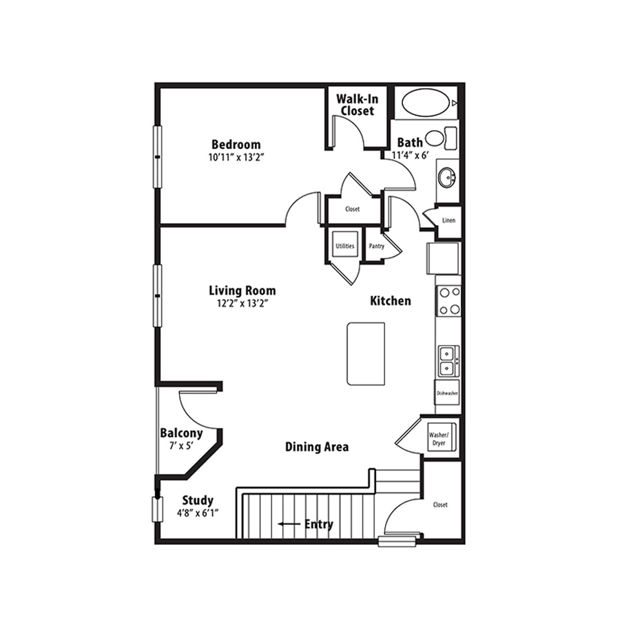 1 BR Grand Balcony floor plan