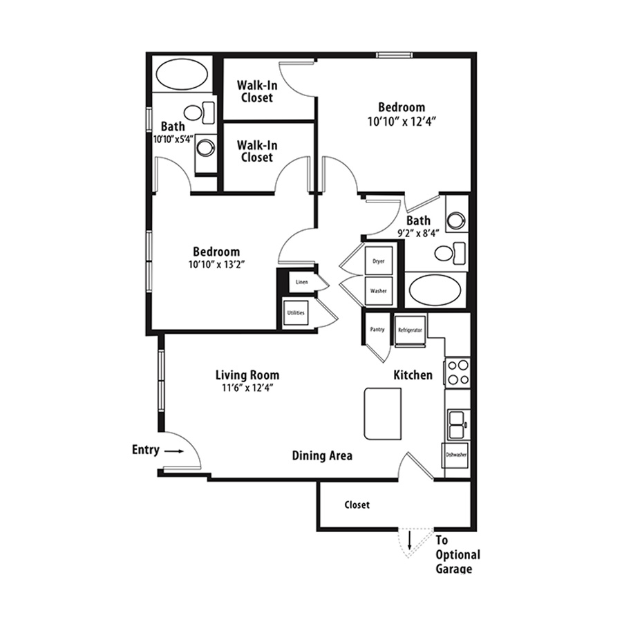 2 BR Designer Courtyard floor plan