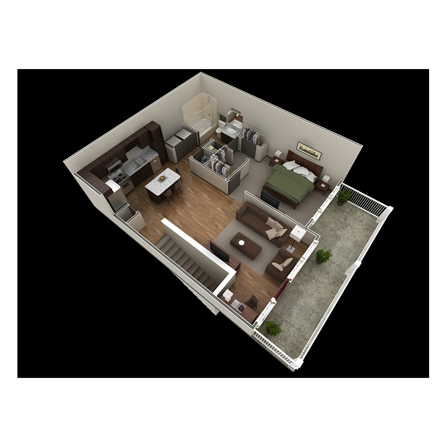 1 BR Designer Overlook floor plan