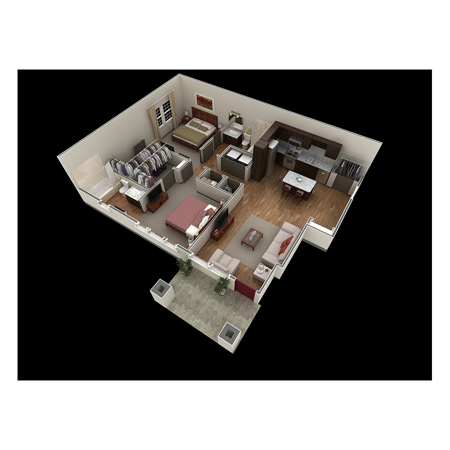 2 BR Designer Courtyard floor plan