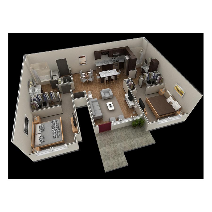 2 BR Grand Courtyard floor plan