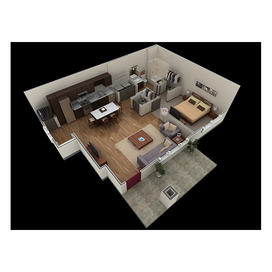 1 BR Grand Courtyard floor plan