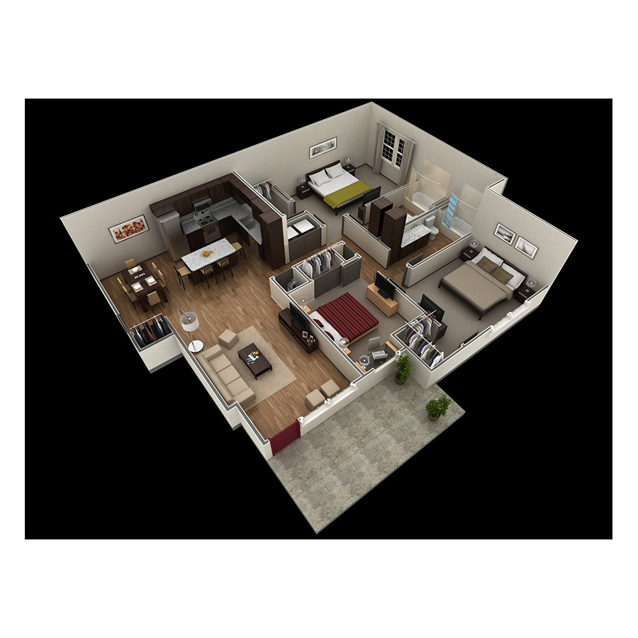 3 BR Grand Courtyard floor plan