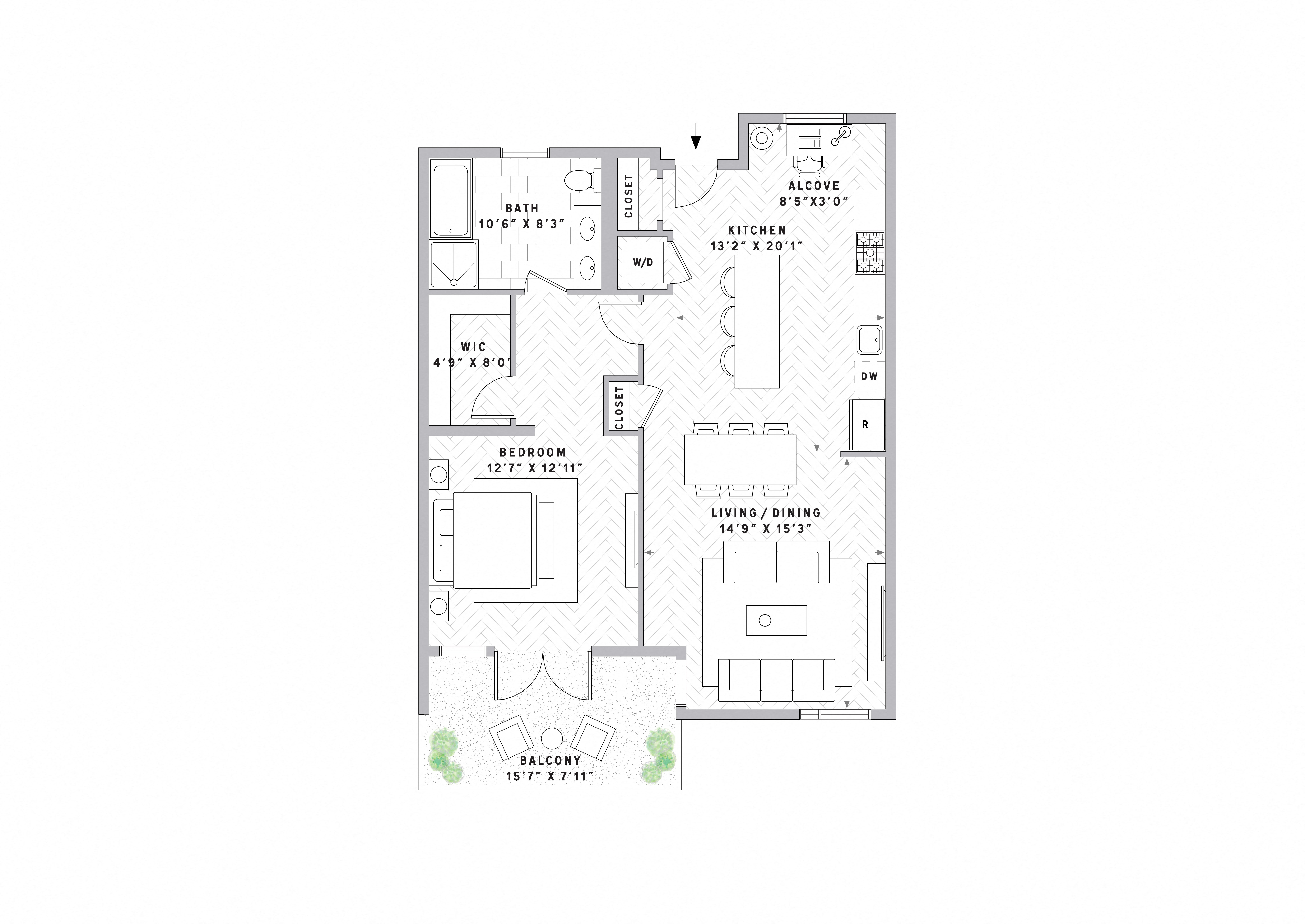 A1 1 Bed floor plan