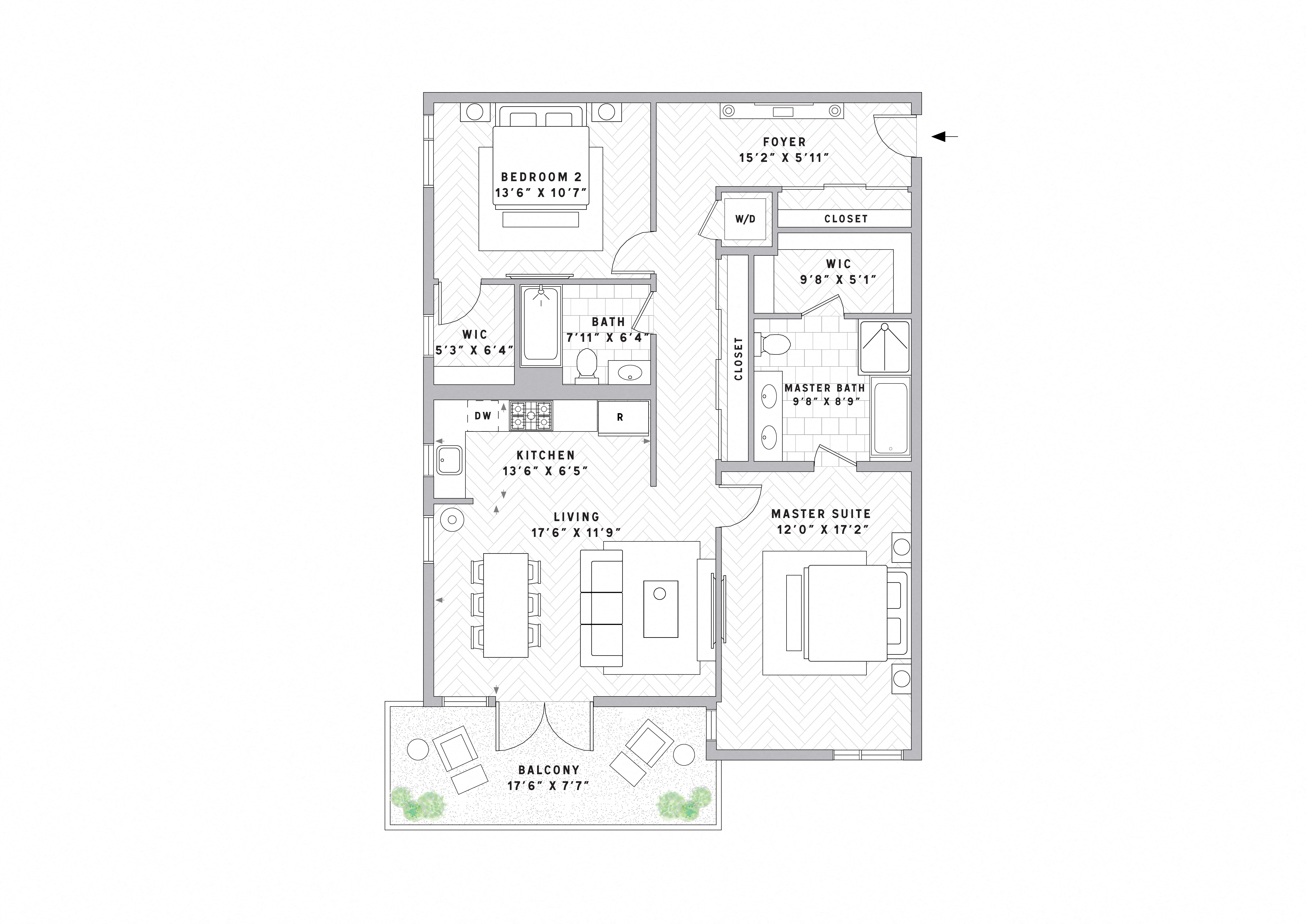 B1 2 Bed floor plan