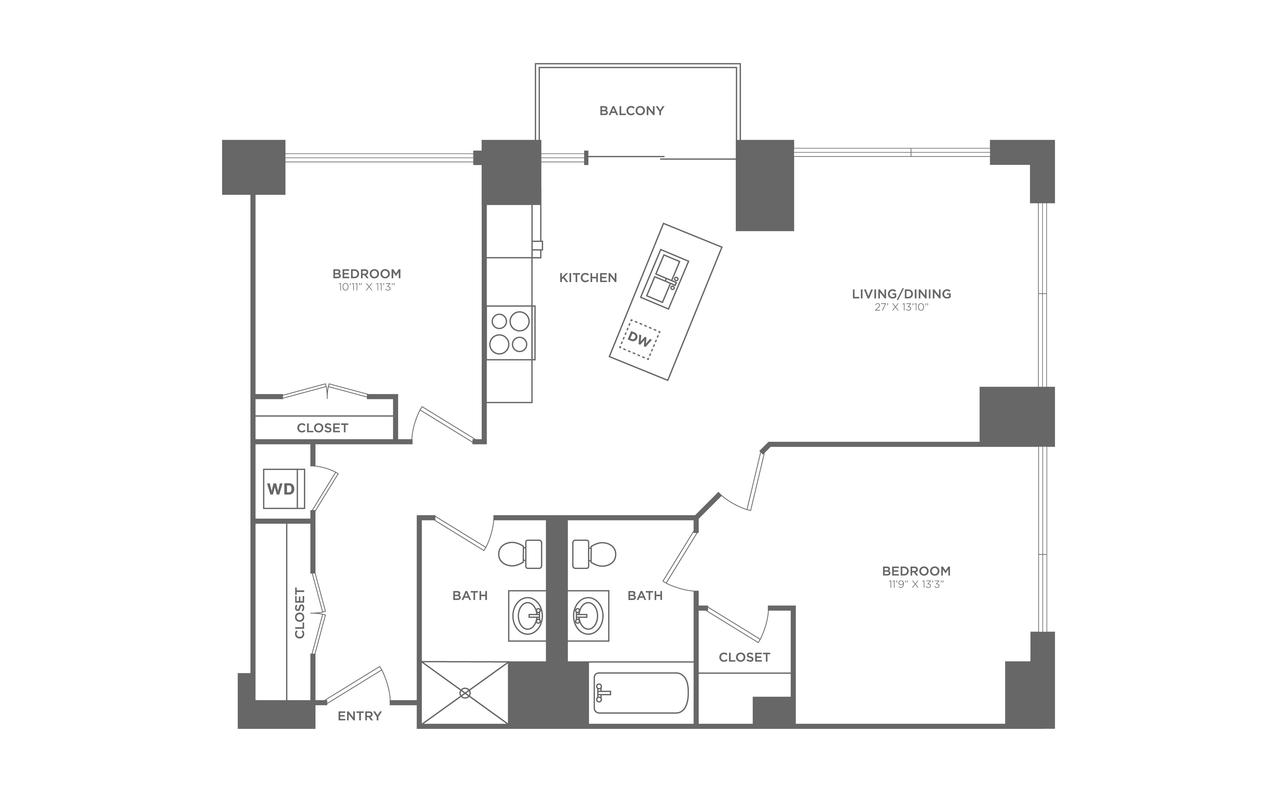 2 Bed/2 Bath-B4 floor plan