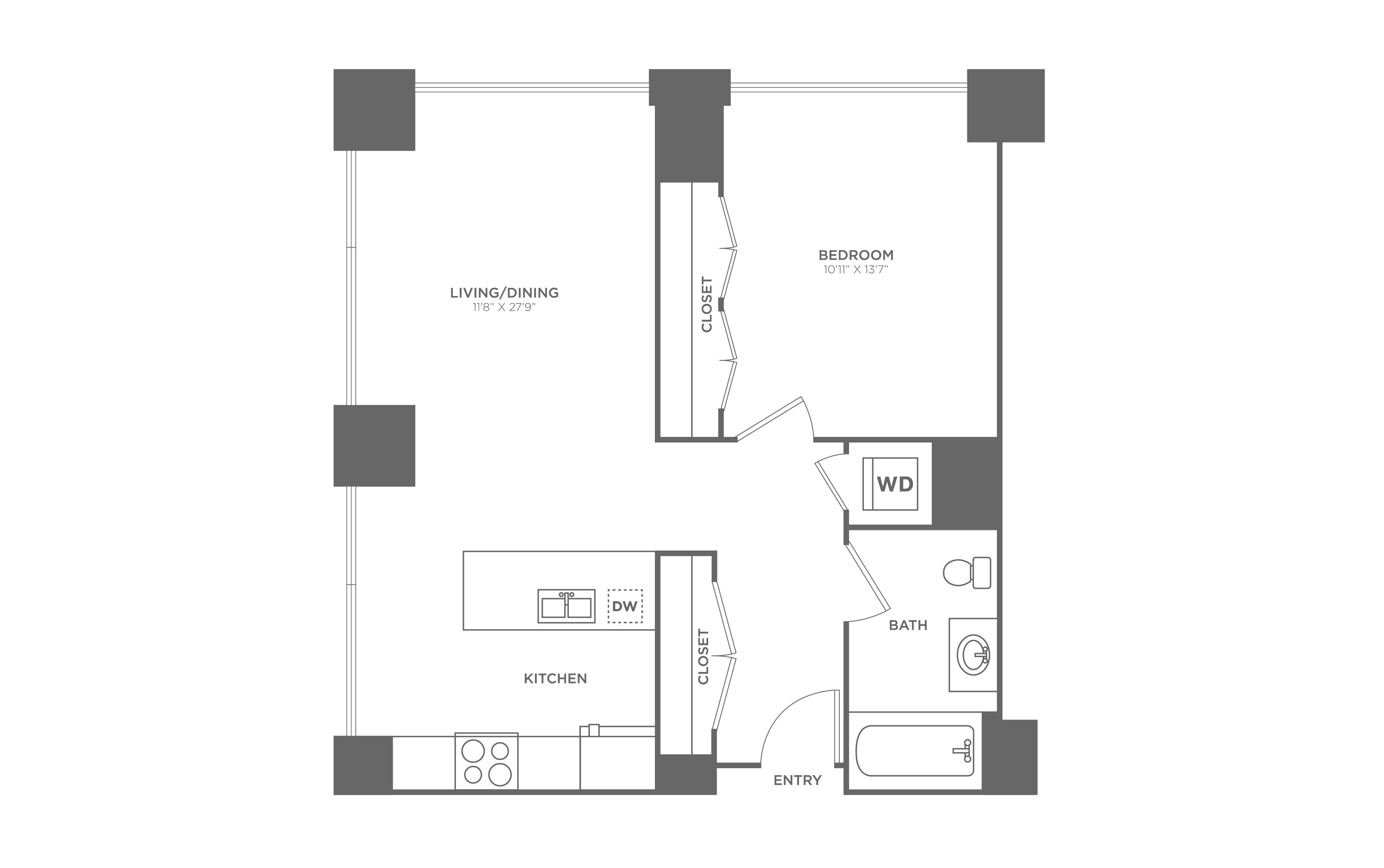 1 Bed/1 Bath-A8 floor plan