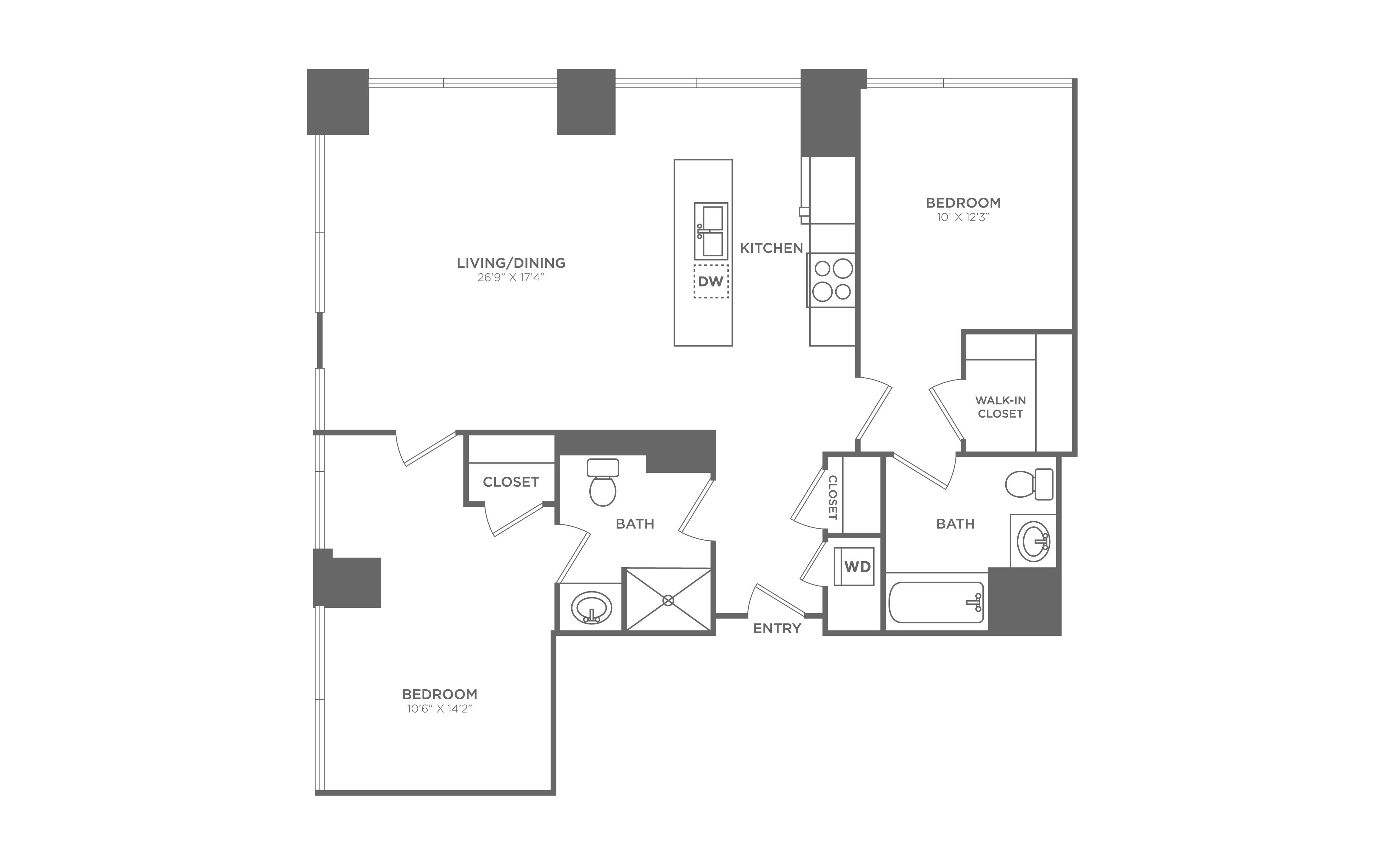 2 Bed/2 Bath-B7 floor plan
