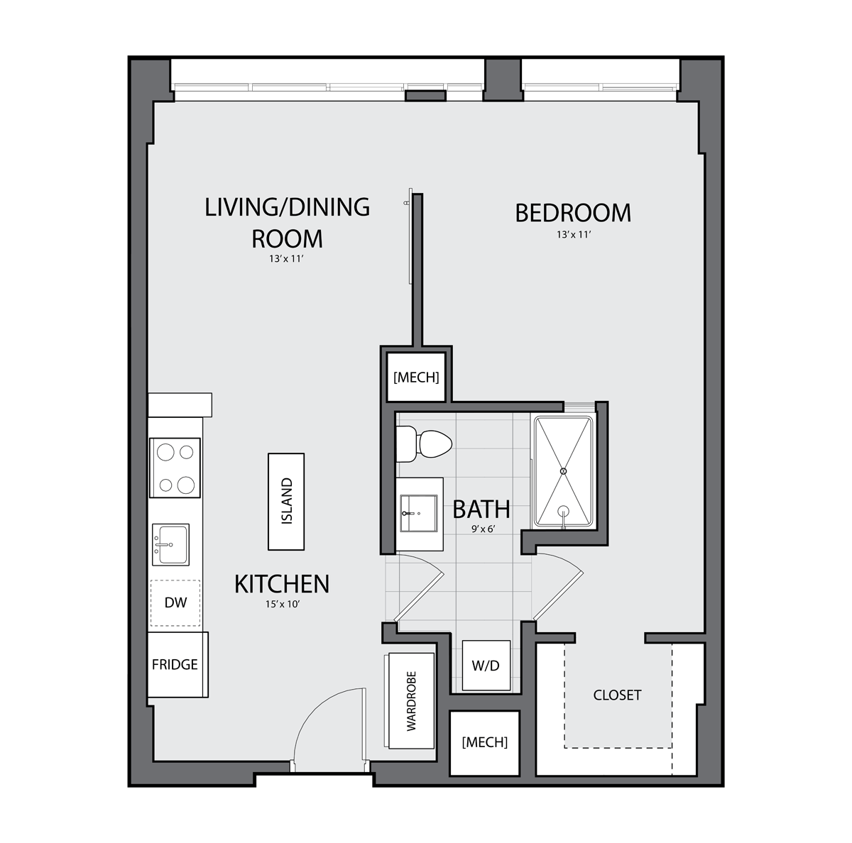 1 Bed/1 Bath-C-1A floor plan