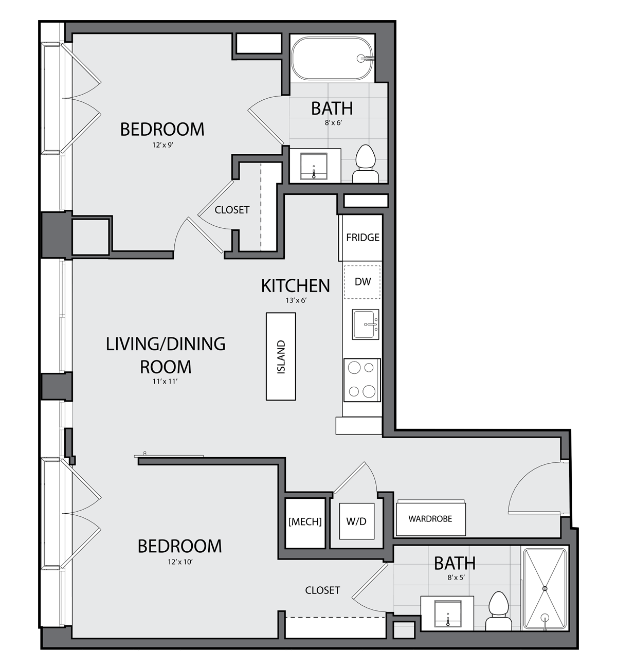 2 Bed/2 Bath-A-2I floor plan