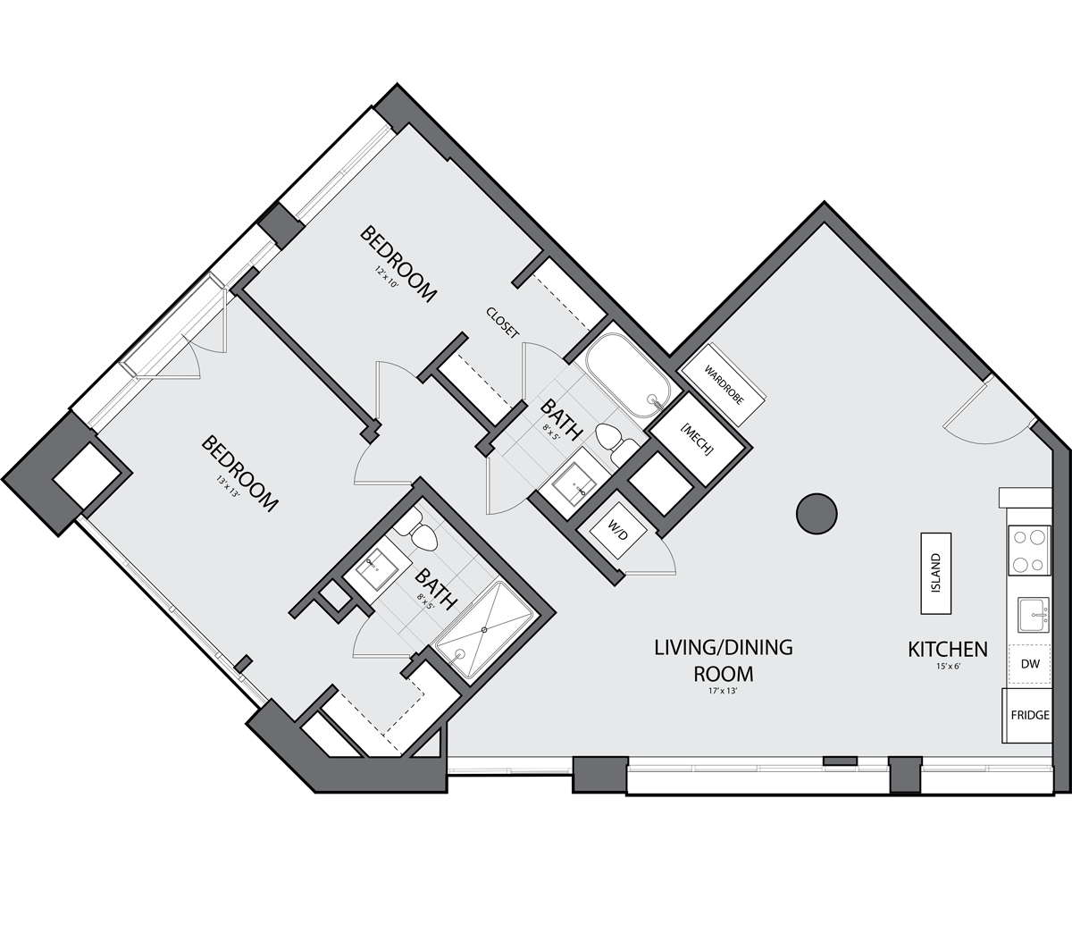 2 Bed/2 Bath-A-2G floor plan