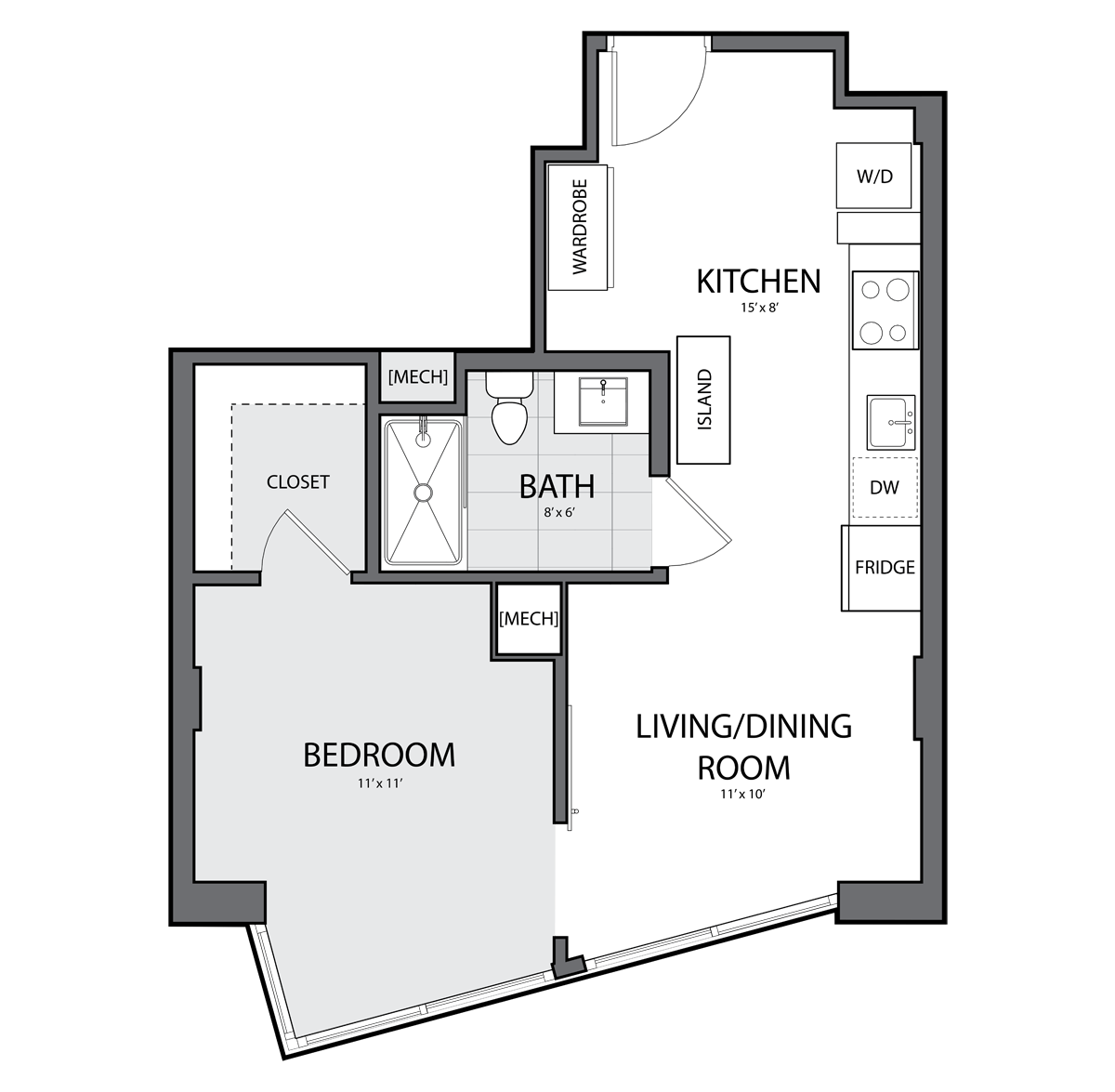 1 Bed/1 Bath-C-1B floor plan