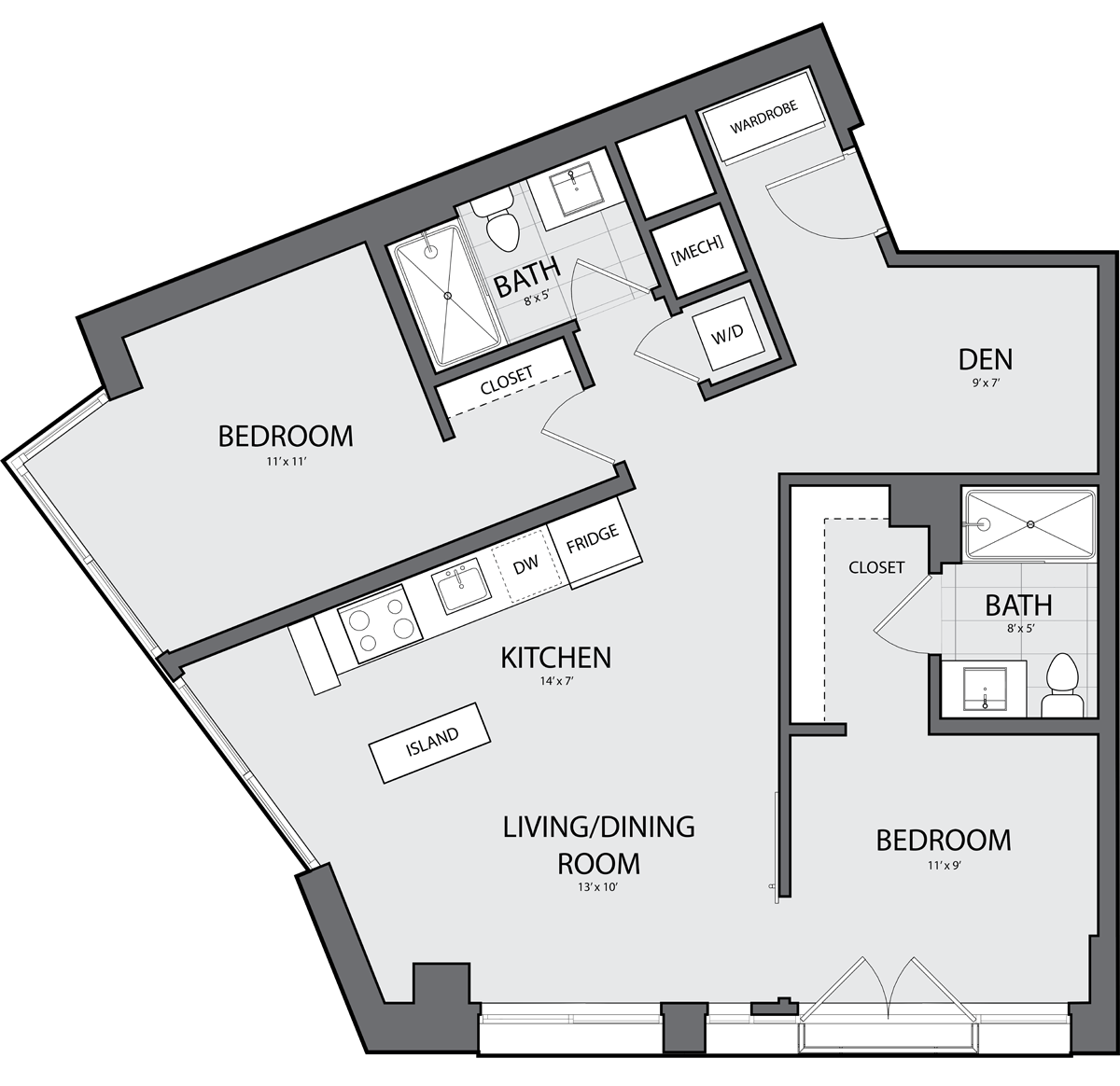 2 Bed/2 Bath-B-2B floor plan