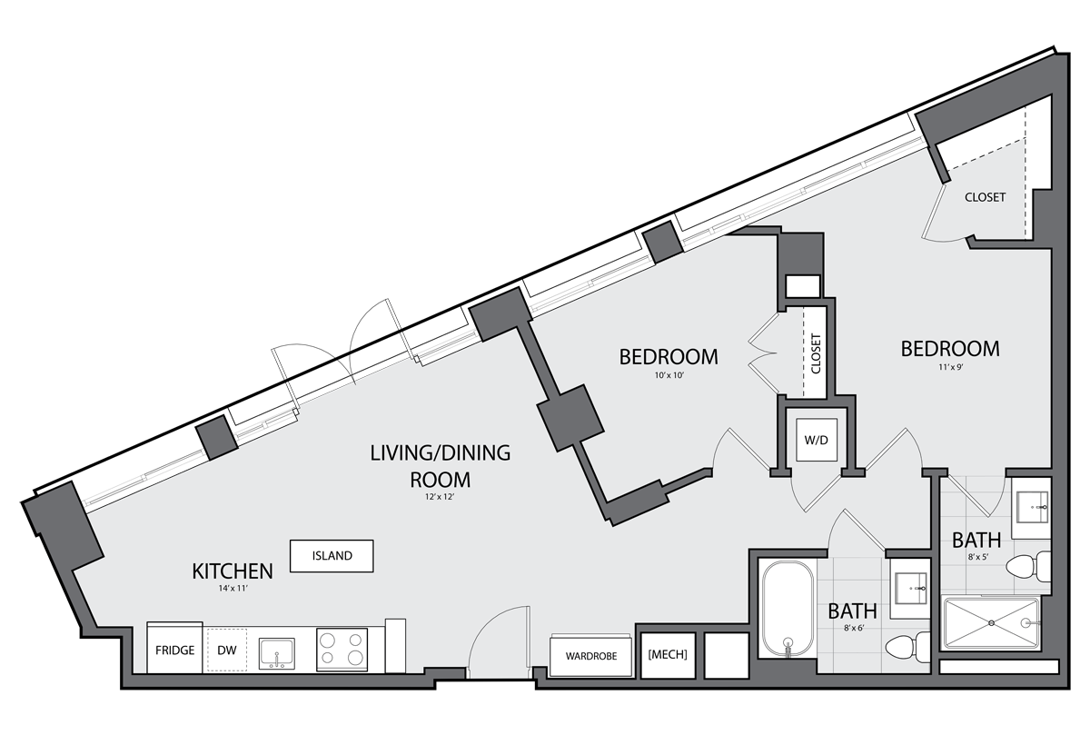 2 Bed/2 Bath-B-2D floor plan