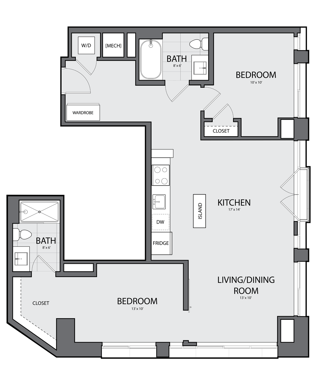 2 Bed/2 Bath-A-2B floor plan