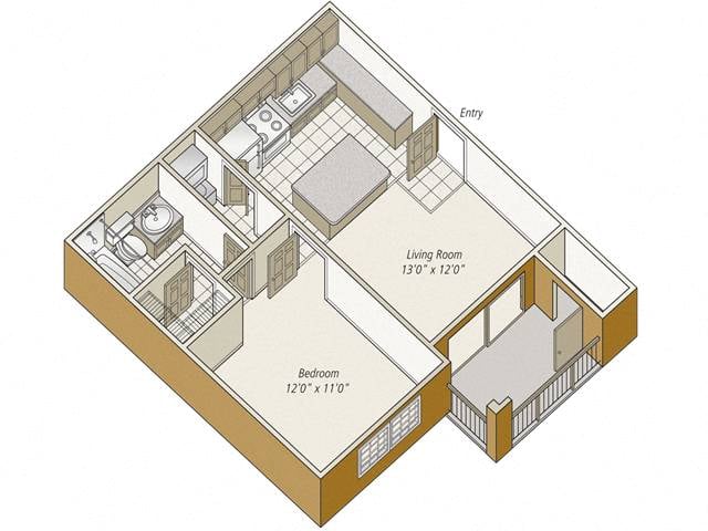 1 Bed/1 Bath-A1 floor plan