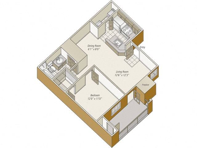 1 Bed/1 Bath-A2 floor plan