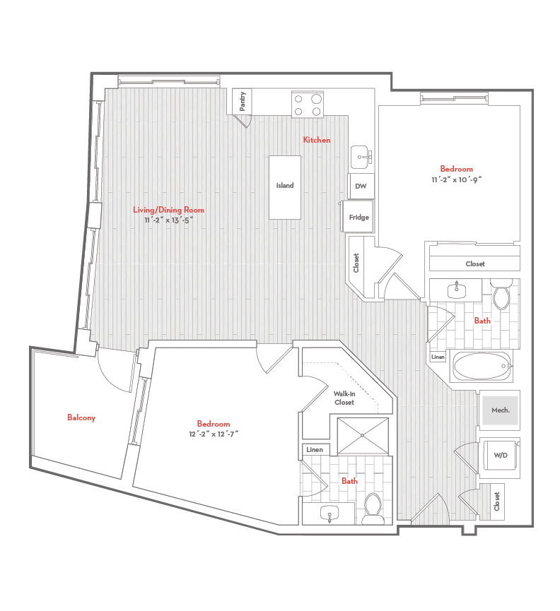 2 Bed  2 Bath-2-B8 floor plan