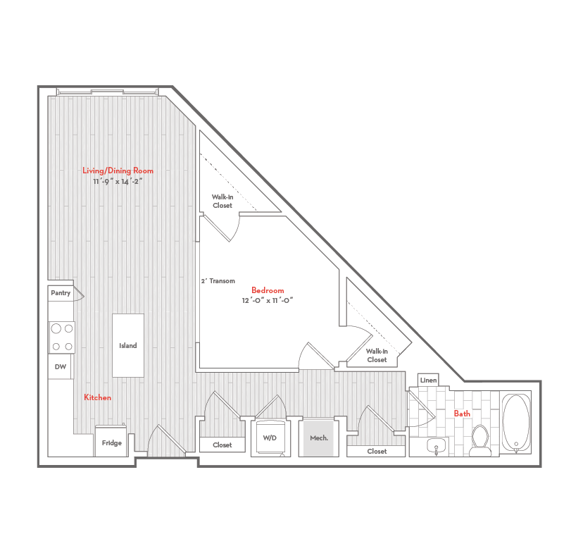 1 Bed  1 Bath-D1M floor plan
