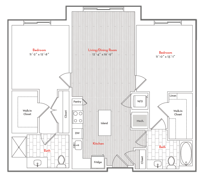 2 Bed 2 Bath-C1 floor plan