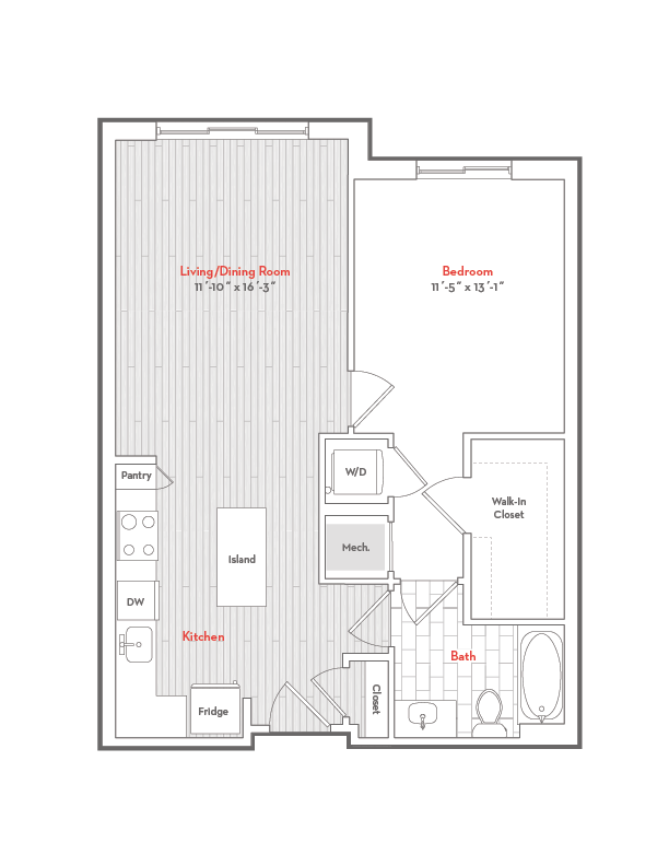 1 Bed  1 Bath-A2 floor plan