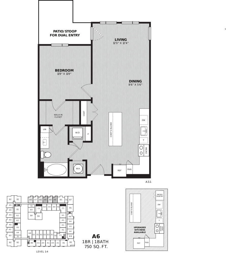 1 Bed/1 Bath-A6 Divano floor plan