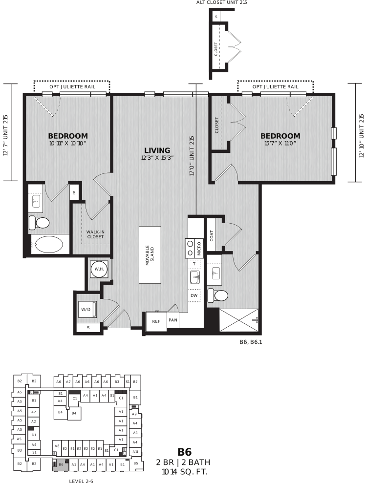 2 Bed/2 Bath-B6 Transat floor plan
