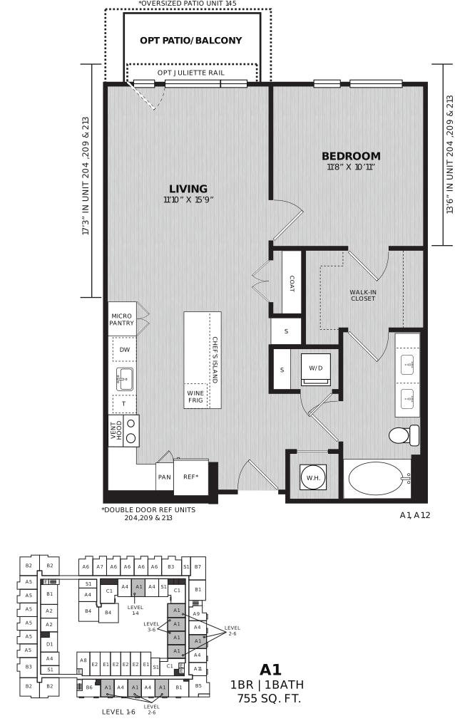 1 Bed/1 Bath-A1 Cashiers floor plan