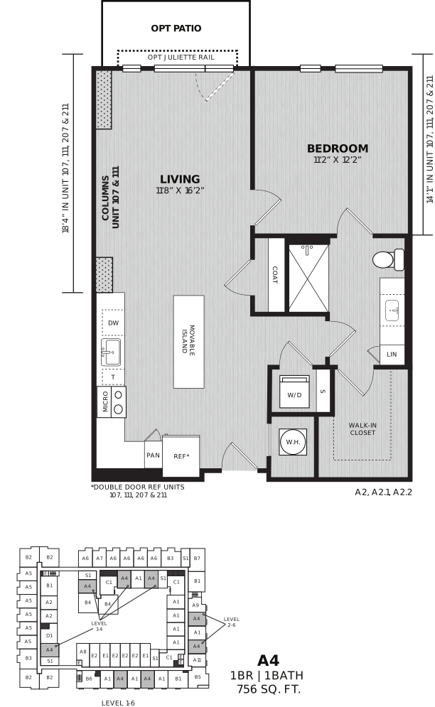1 Bed/1 Bath-A4 Chesterfield floor plan