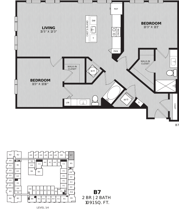 2 Bed/2 Bath-B7 Tulip floor plan