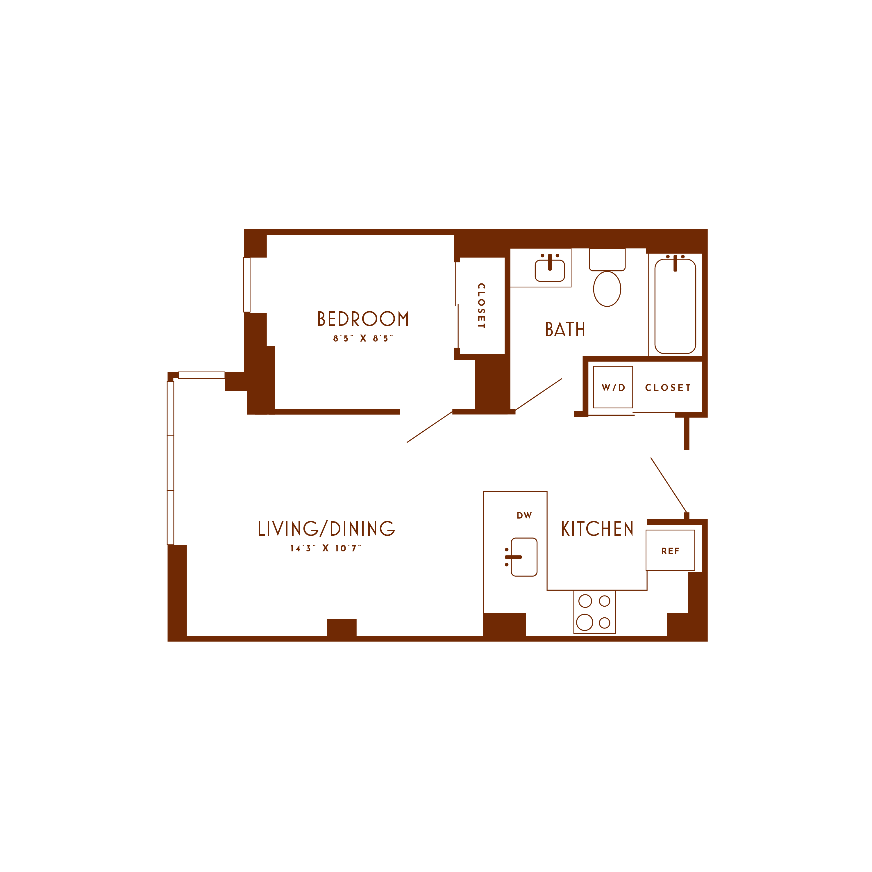 1 Bed/1 Bath-B2 floor plan