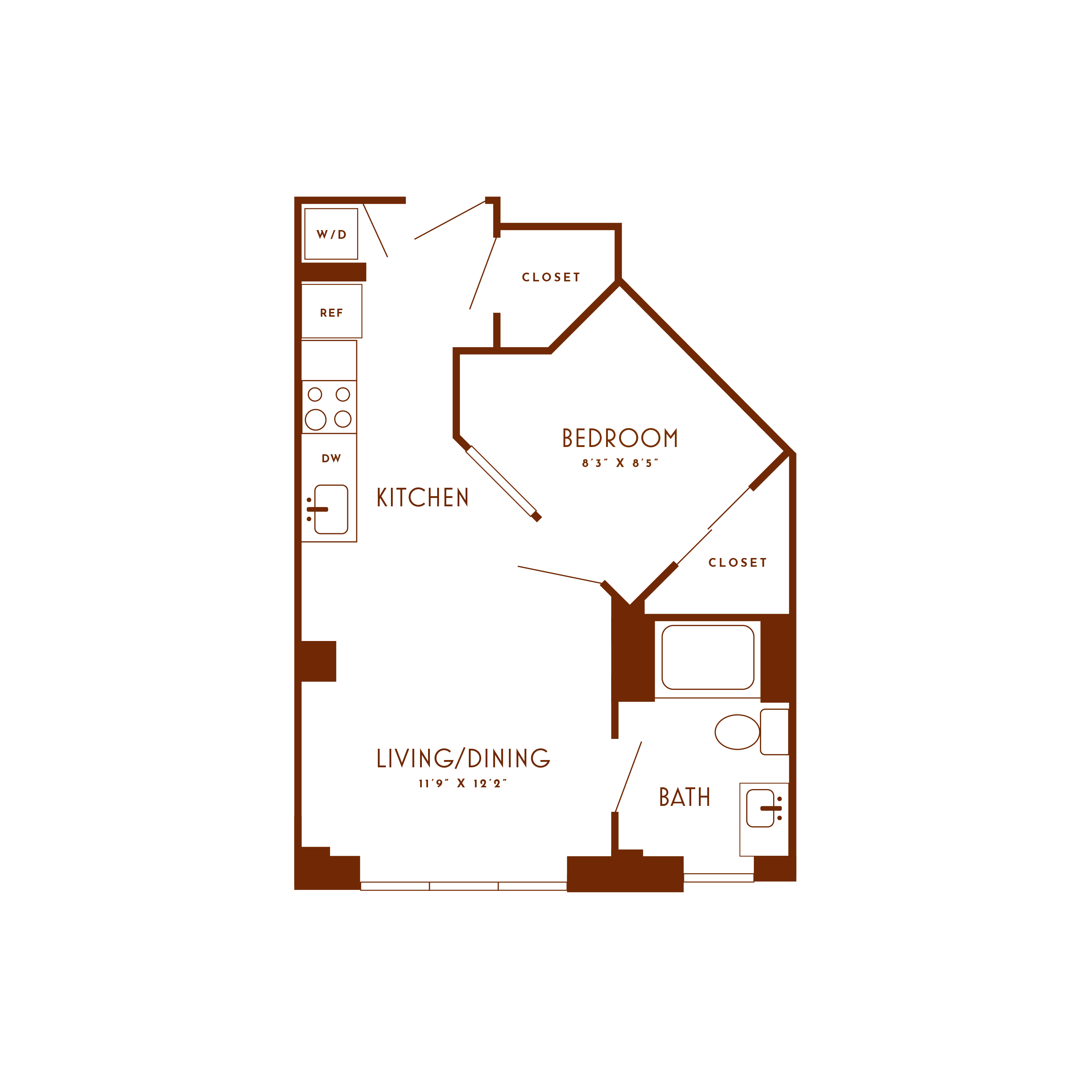 1 Bed/1 Bath-B12 floor plan