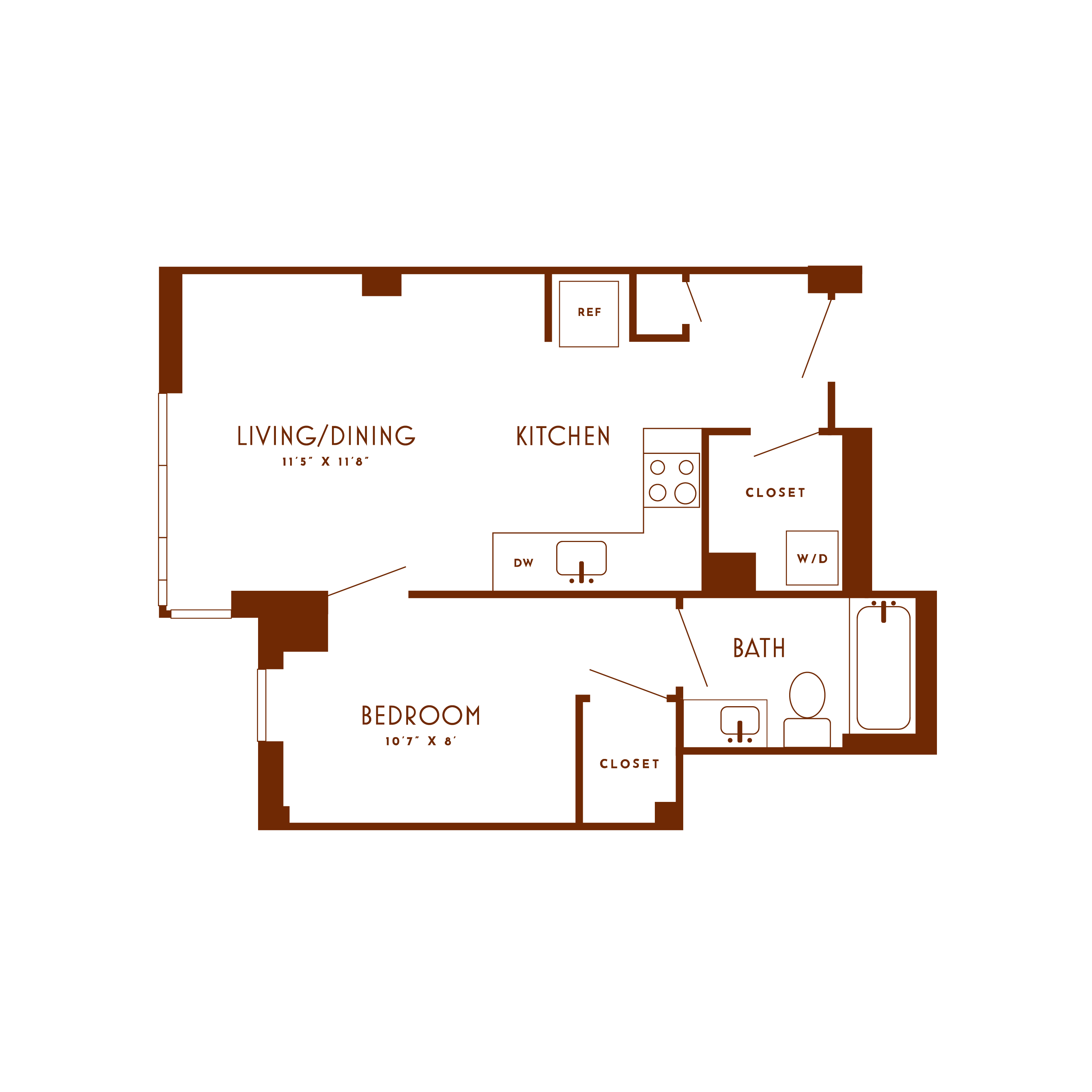 1 Bed/1 Bath-B6 floor plan