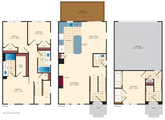 3 Bed/2 Bath TH w/2 Car Garage-Back floor plan