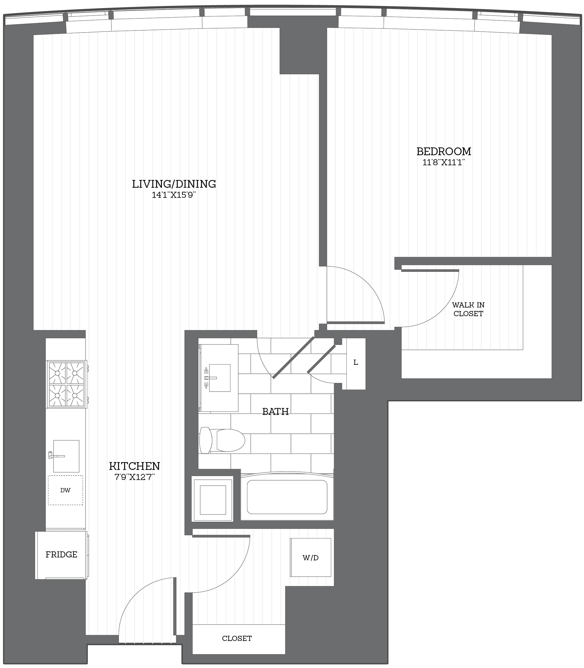 1 Bed/1 Bath C1 floor plan