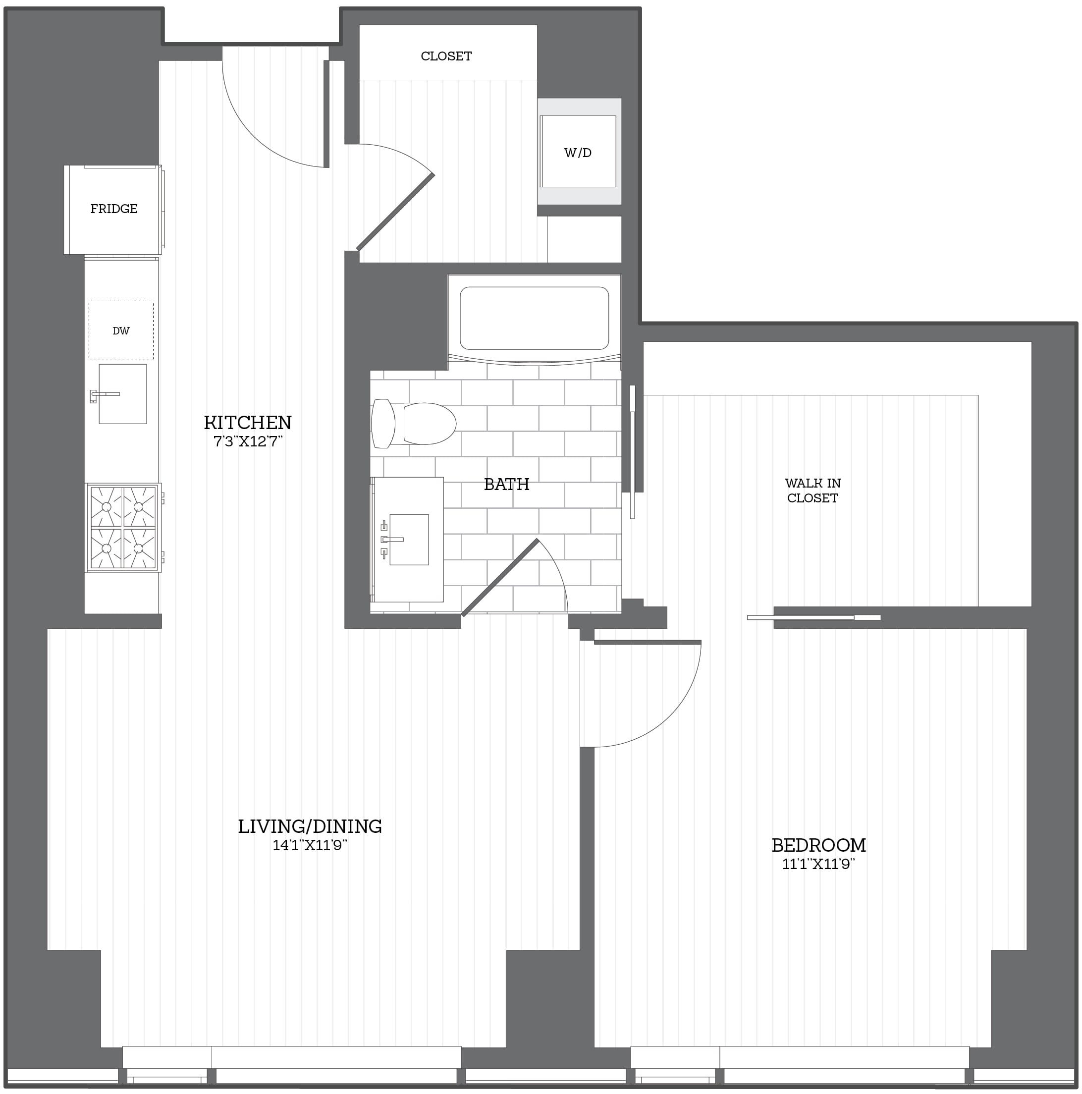 1 Bed/1 Bath C2 floor plan