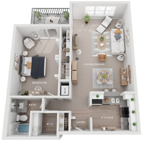 Elm (A1s) 1 Bedroom Apartment floor plan