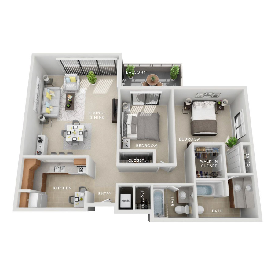 Willow (C1d) 2 Bedroom Apartment floor plan
