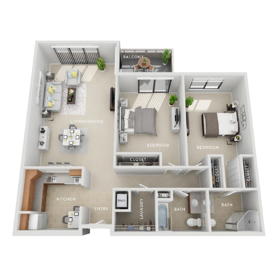 Evergreen (Cd) 2 Bedroom Apartment floor plan