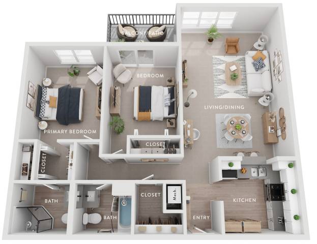 Evergreen (Cs) 2 Bedroom Apartment floor plan