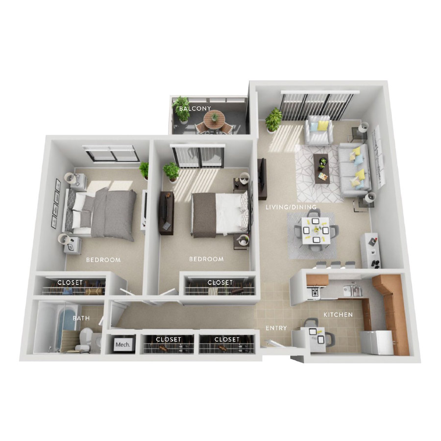 Maple (Bd) 2 Bedroom Apartment floor plan