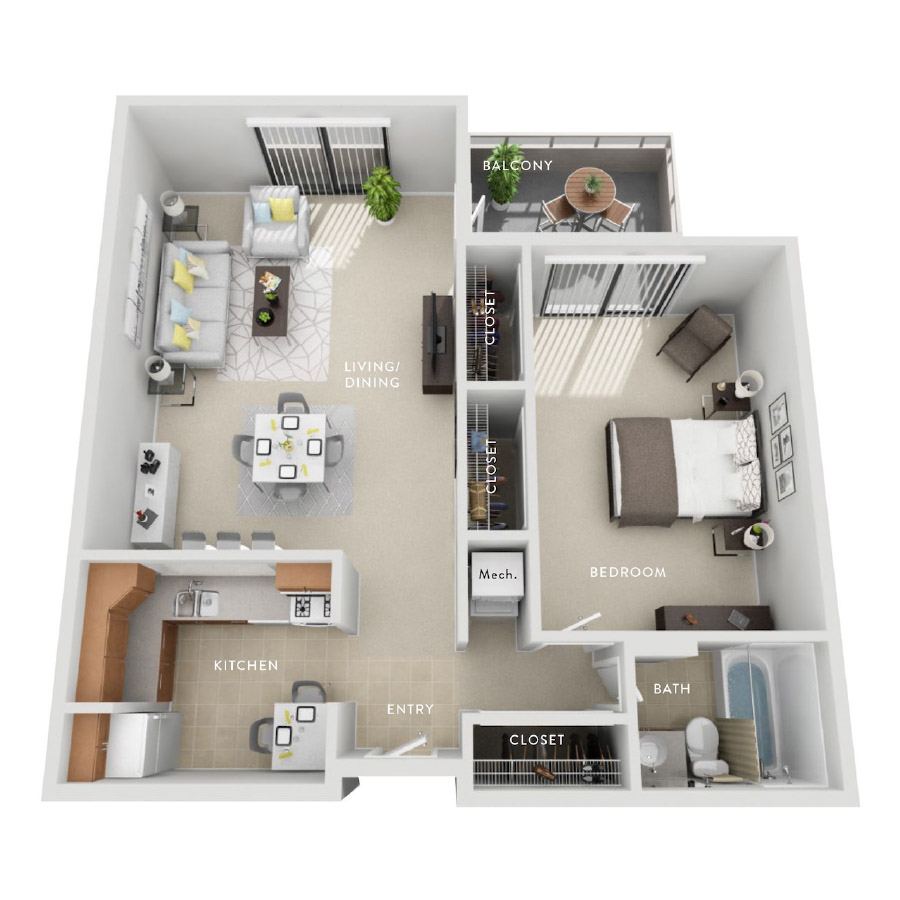 Oak (Ad) 1 Bedroom Apartment floor plan