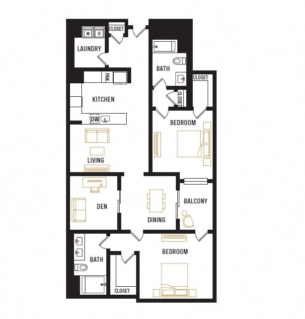 B2A + Den floor plan