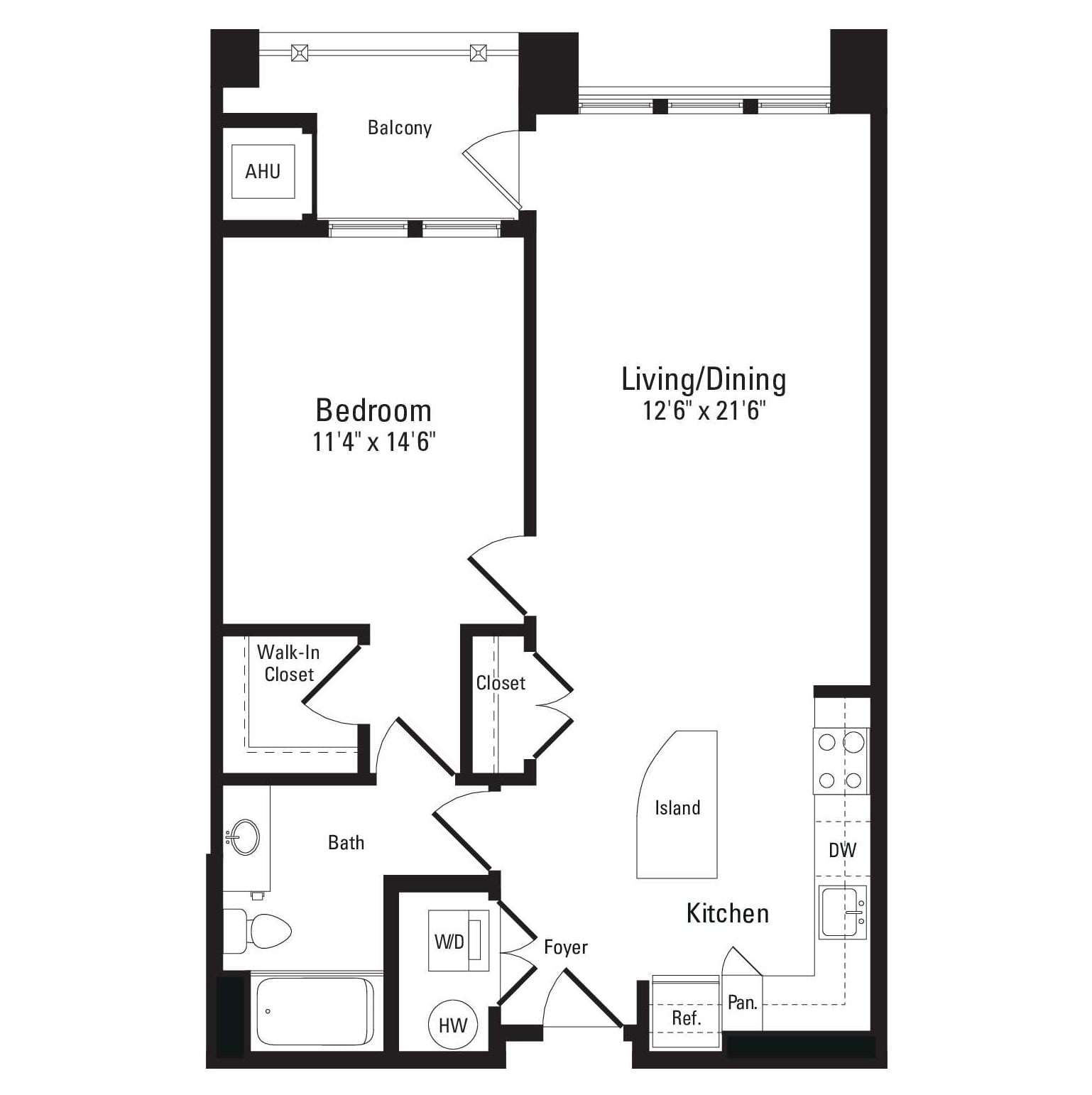 1 Bed 1 Bath A floor plan