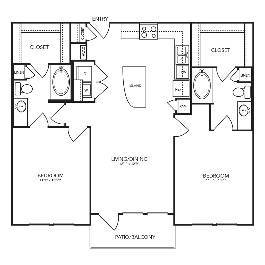 B2 - 2 Bedroom floor plan