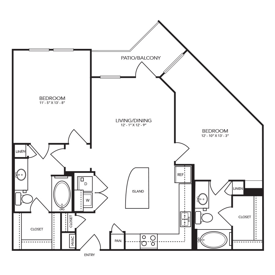 B1-1 - 2 Bedroom floor plan